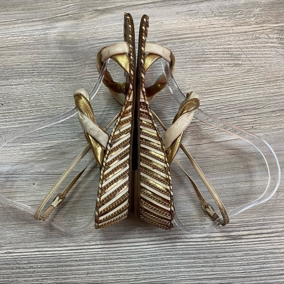 Vintage Bologna & Figli strappy twisted metallic chain designed sandals size 7 - Picture 6 of 12